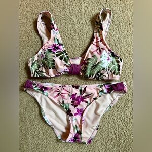 Mossimo Pink and Purple Floral 2-piece Bikini